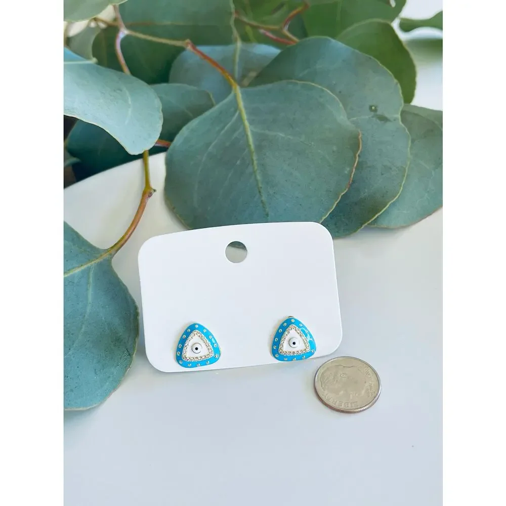 Triangle Eye Gold Plated Earrings